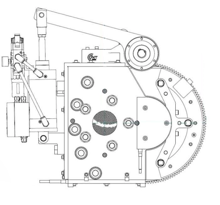 Side profile engineering drawing of a Patt Rotary III filtration system